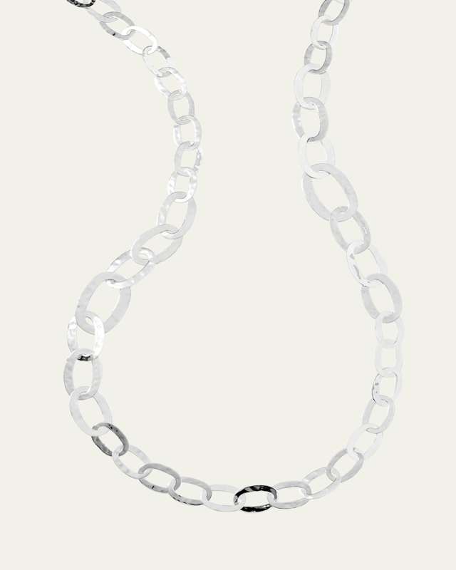 Roma Links Long Chain Necklace in Sterling Silver